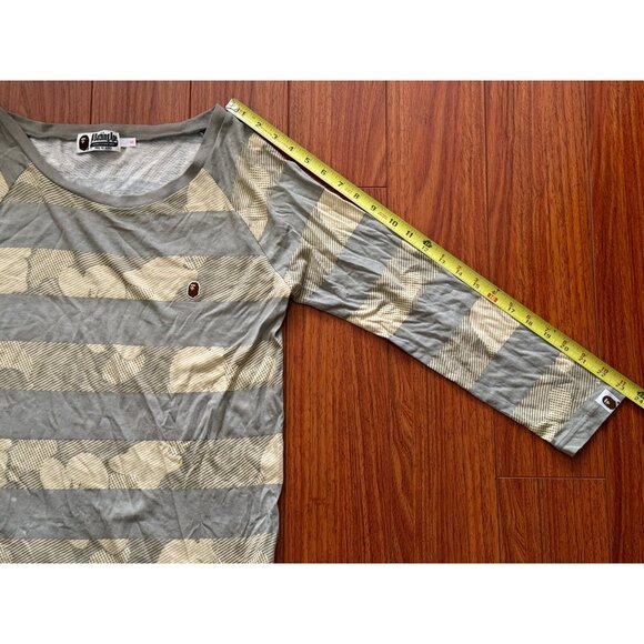 BAPE A Bathing Ape Long Sleeve Striped Shirt Small - Picture 10 of 14